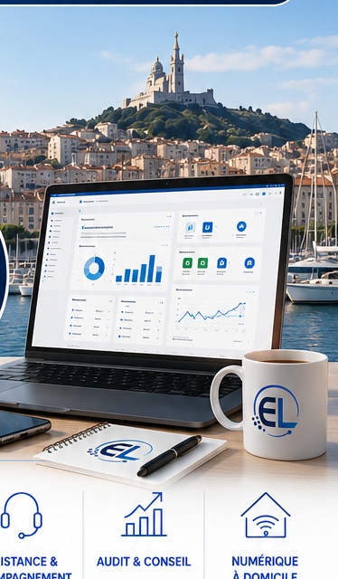 Marseille, ordinateur portable et environnement numérique